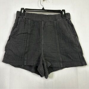 Madewell Shorts Easy Pull On Lightspun Cotton Gauze Gray Medium Flowy Casual